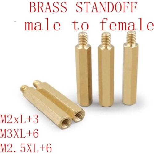 50PCS 20PCS M2*L+3mm M2.5/M3/M4*L+6mm Brass Spacing male to female Threaded Pillar PCB Computer PC Motherboard StandOff Spacer