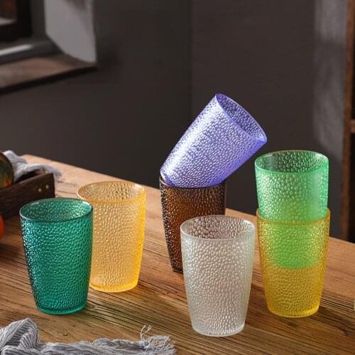 Acrylic Tea Cup Plastic Beer Mug Round Concave Convex Design Mouthwash Cups Restaurant Juice Cup Wedding Party Water Mug 6pcs