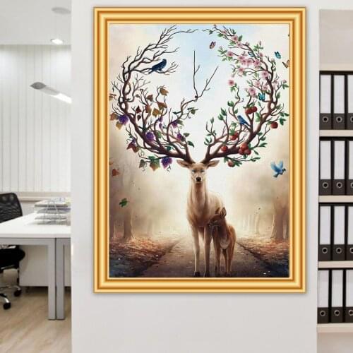 DIY 5D Diamond Painting Full Square Fantasy Deer Cross stitch Diamond Embroidery Mosaic Art Picture Rhinestones Home Decor Gift