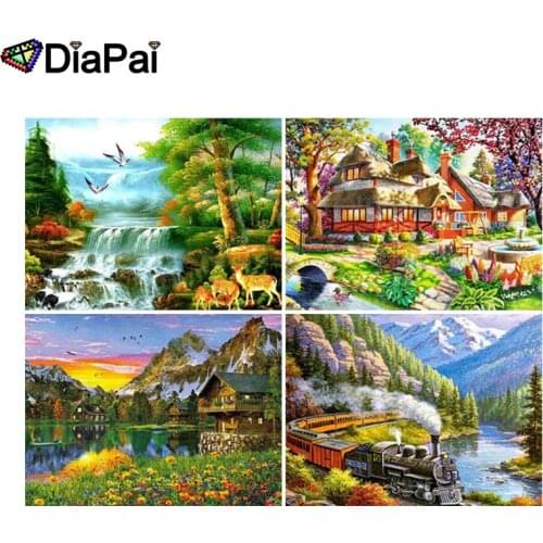 DIAPAI 5D DIY Diamond Painting 100% Full Square/Round Drill "Seaside house scenery" 3D Embroidery Cross Stitch Home Decor