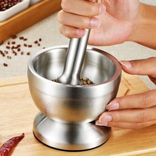 Stainless steel mashed cans Mashed garlic mud household stone garlic garlic jar mash garlic jar grinder