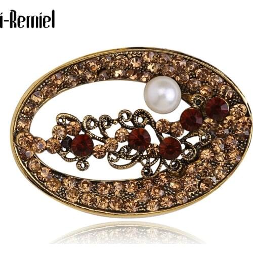 Baroque Hollow Floral Brooch Pin Vintage Luxury Brooches Crystal Rhinestone Pearl Coat Pins Shawl Buckle Gifts for Women Jewelry