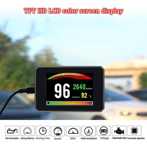 OBDSPACE P16 Diagnosis HUD Display On Board Computer Car Water Temperature Volt Digital Display Fuel Consumption Car Speed Gauge