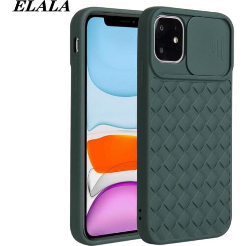 Push Window Phone Cases for iPhone SE 2020 12 Mini 11 Pro Max XR X XS 7 8 Plus Lens Protection Woven Pattern Soft TPU Back Cover