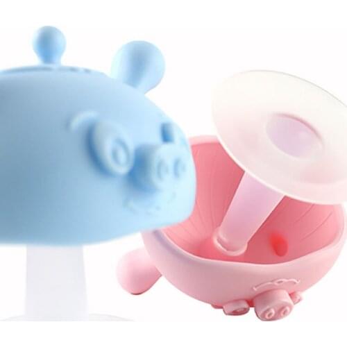 Newborn Baby Products Infant Liquid Silicone Teether Mushroom Soothing Teether Cartoon Pig Bite Music Toddler Pacifier Maternal