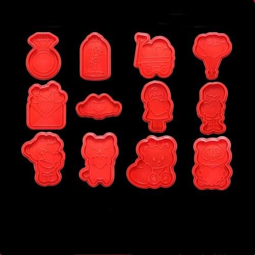 DIY Valentines Day Theme Cake Mold Cookie Cutters Lover Rose Flower Spring Biscuit Fondant Cutter Set Mould Baking Sugarcraft