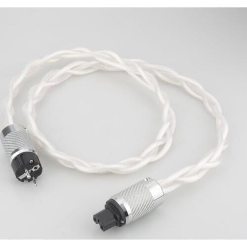 HI-End silver Power cable 5N OCC single crystal US/EU AC Audiophile audio amplifier DAC filter Carbon fiber rhodium plating plug