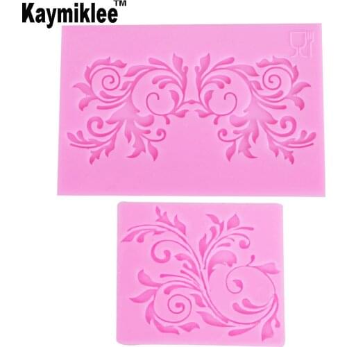 Kaymiklee M-C069 2PCS Leaf Flower Lace Silicone Mold Fondant Mould Cake Decorating Tools Chocolate Gumpaste Mold, Sugarcraft