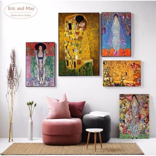 Gustav Klimt Kiss Classic Art Painting Canvas Art Wall Pictures For Living Room Home Decoration Wall Decor No Frame