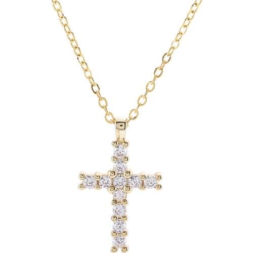 Hot Selling Jewelry Vintage Zircon Crosses Necklaces For Women Men Handmade Copper Chain Best Friends Pendant Bijoux Chokers