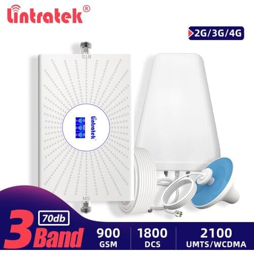Lintratek 4G Cellular Amplifier 2G 3G GSM Signal Repeater 900 2100 1800 Full Set Mobile Booster Tri Band for WCDMA UMTS DCS LTE