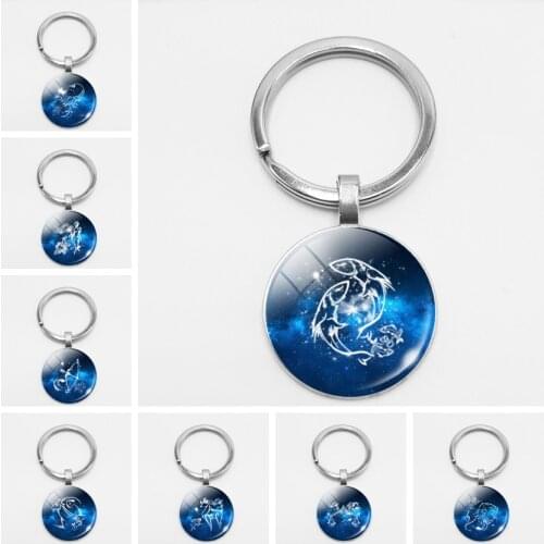 Fashion Accessories Blue Starry Twelve Constellations Keychain Car Key Hang Buckle Accessories Welcome To Map Custom