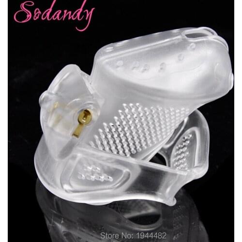 Male Chastity Devices Mens Cock Cage Plastic Penis Locking Restraints Penis Covers with 3 Penis Ring