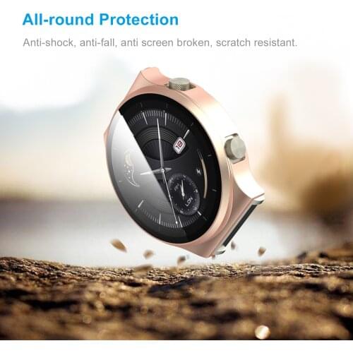 Plated Soft TPU Case Cover Screen Protector Bumper Shell Shock-Proof Anti-Scratch Film Replacement for HUAWEI WATCH GT 2 Pro