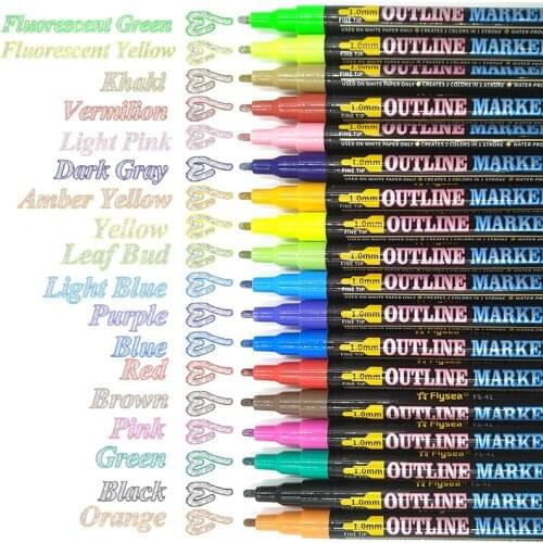 Gold Silver Double-Line Metallic Outline Marker Set Colors Children Scrapbooking Glitter Pens for Art Drawing Painting Doodling