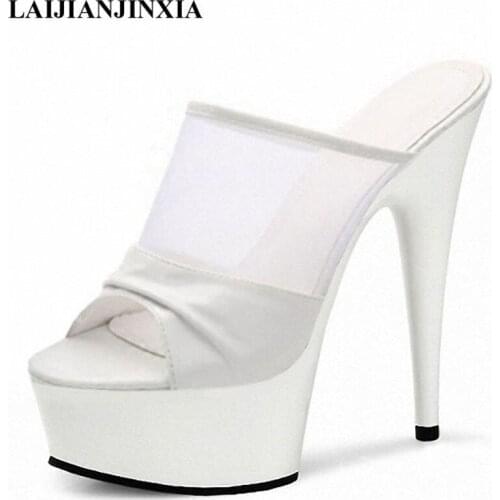 New 15 cm high heel slippers, sexy pole dancing shoes, female models stage show slippers pole dancing shoes