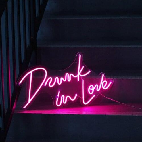 New Hanging Type Waterproof Custom Neon Sign Drunk in love Lights Decoration Living Room Bar Restaurant Storefront Decoration