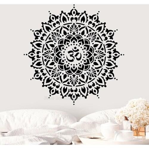 Om Mandala Lotus Flowers Wall Sticker Symbol Namaste Removable Vinyl Decal Decor Bedroom Meditation Yoga Studio Posters LL2710