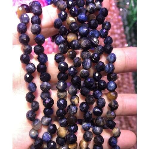 Wholesale 2string of 15.5" 100% Natural Blue Tiger Eye 6mm Faceted Round Tear Drop Gem Stone Loose Beads for jewelry