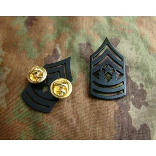 PAIR US USMC Marine Corps Sergeant Major Rank Metal Badge Pin Black Brooch armyshop2008