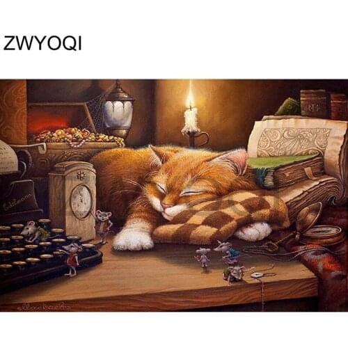 Full Square Diamond embroidery cat mouse book candle Full Round Diamond mosaic cat mouse DIY3D Diamond painting Cross stitch cat