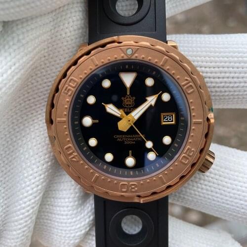 SD1975S New Watch 2021 Steeldive CUSN8 Bronze Dive Watch NH35 Automatic 30ATM Bronze Bezel Mens Watch