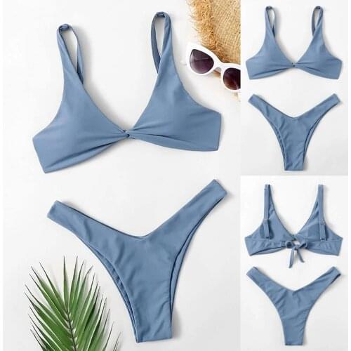 Sexy solid color split high waist Bikini Swimsuit womens swimsuit bathing hot spring womens swimsuit summer swimsuit