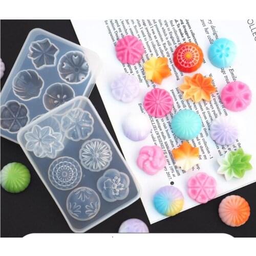 6 even candy silicone mold mirror flower candy diy crystal epoxy glue pendulum stand pendant mold
