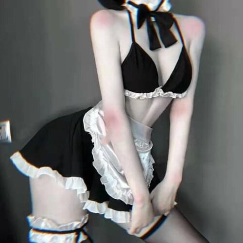 Student Uniform Sexy French Apron Underwear Women Exotic Lingerie Maid Cosplay Costume Lenceria Porn Clothing Nightwear