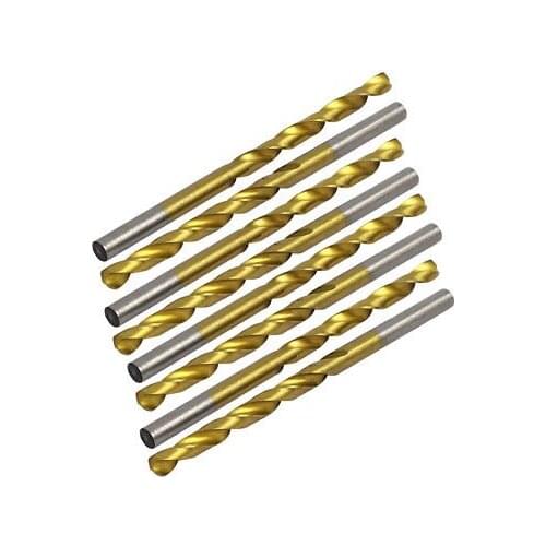 10pcs 4.4mm Drilling Dia Titanium Plated Double Flutes Twist Drill Bit