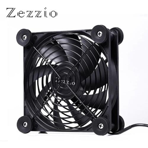 Zezzio 120/80mm fan Silent 5V For TV Box/Mining/Router Computer Cabinet Cooling With Protective net/Rubber adsorption/controller