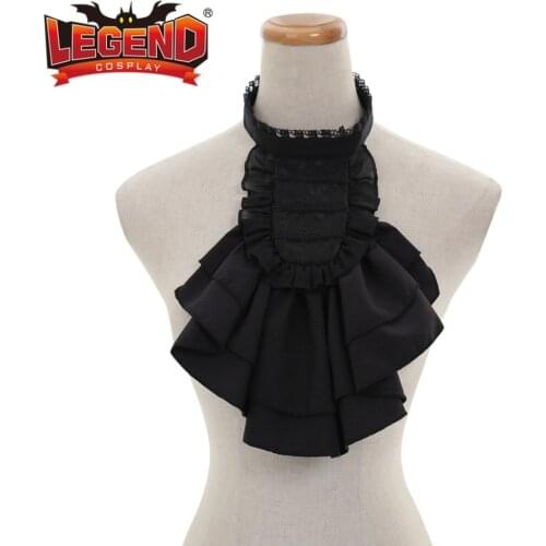 Vintage Black Detachable Collar Medieval Victorian Steampunk black Cravat Collar tie neck tie neckwear Cravat