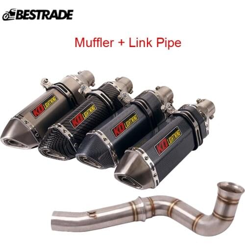 Motorcycle Exhaust System 370mm Length Muffler Tips Slip On 51mm Middle Link Pipe Modified For DUKE 790 Stainless Steel