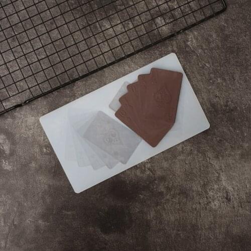 Funny Poker Shape Silicone Chocolate Mold Straight Flush Pattern Cake Decorating Transfer Sheet Mould Cake Top Decotation