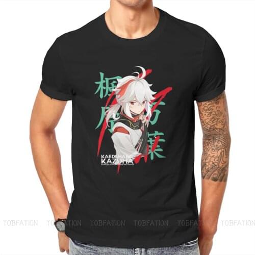Kaedehara Kazuha Green Hipster TShirts Genshin Impact Game Paimon Male Graphic Fabric Streetwear T Shirt O Neck Oversized