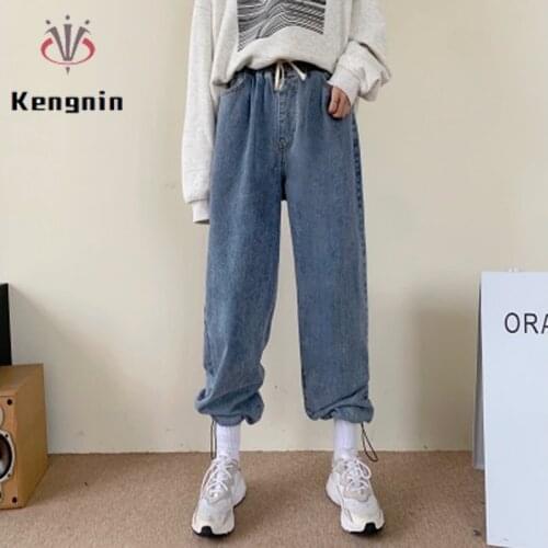 New 2021 Spring Autumn Straight Denim Women Trousers Loose High Waist Wide Leg Pants Jeans Oxford Casual Capris
