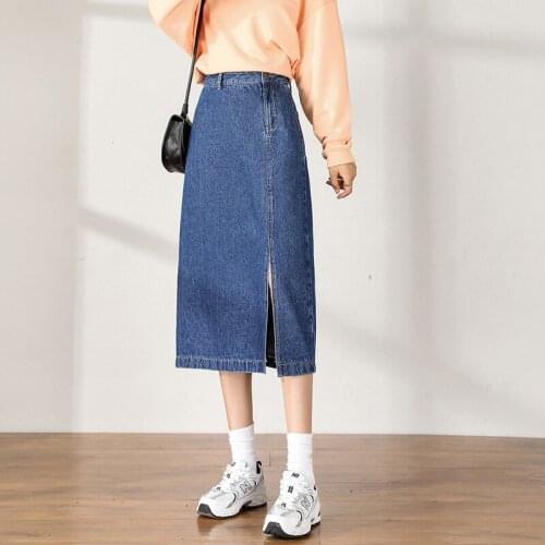 European Style Womens Skirts Plus Size 5XL High Waist Loose Female Skirts 2021 Spring Ladies Blue Skirt KN159