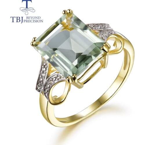 TBJ,new design green amethyst rings prasiolite rings natural gemstone 925 sterling silver fashion fine jewelry for mom'day gift