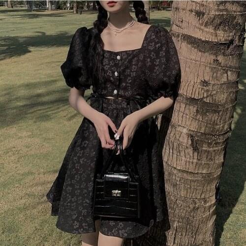 Bella Print France Vintage Elegant Dress woman Evening Party Mini Dress Summer 2021 Cut Out High Street Korean Hollow Out Dress