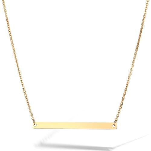 1.5mm Gold Stainless Steel Choker Necklace for Women Girls Personalized Engraving Bar ID Pendant Necklaces Friend Jewelry DN207