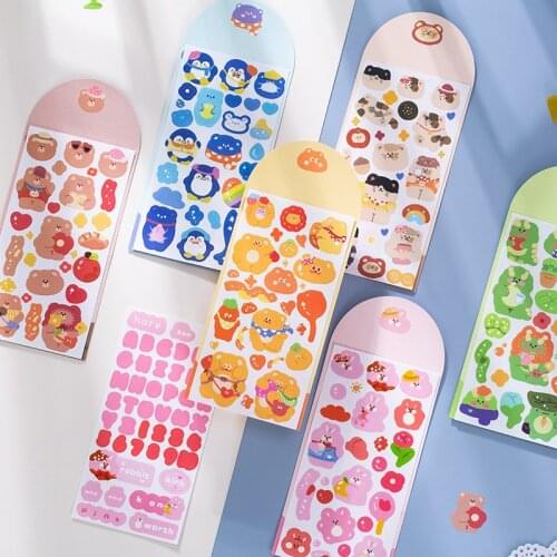 2 Sheets Cartoon Animal Sticker Decorative Bullet Journal Scrapbooking Planner Cute Stickers Kawaii Stationery School Supplies
