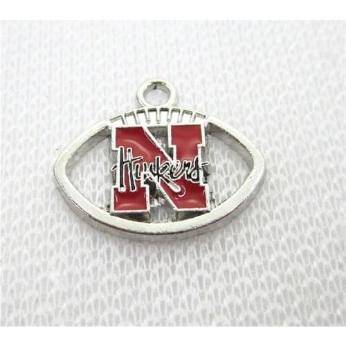 20pcs USA Sports Hanging Floating Lobster Clasp Charm Nebraska Cornhusker Dangle Charms DIY Bracelet Necklace Jewelry Accessory