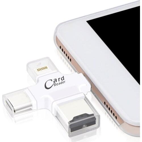 4in1 Stylish Micro USB Type C OTG TF Card Reader for IOS iPhone Android Samsung
