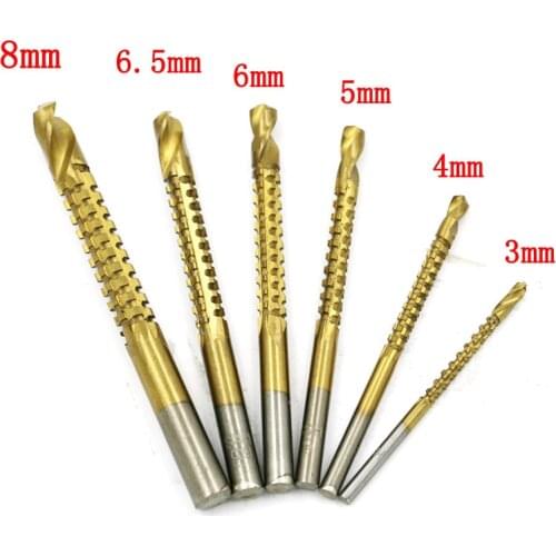 6Pcs hss steel titanium cone drill micro hand drill bit set wood dremel mini twist drill bits for metal Woodworking Saw Grooving
