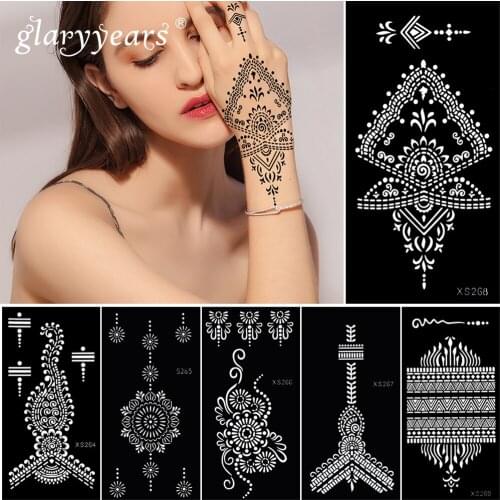Glaryyears 7 Pieces/Set Lace Makeup Henna Stencil Hot Flower Pattern Paste Drawing Lady Hand Body Art Sexy Product Waterproof