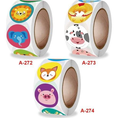 8 Different Cartoon Animals Stickers 500pcs/roll Reward Words Stickers for Teacher Encourage Student Kawaii Sticker for Kids Toy