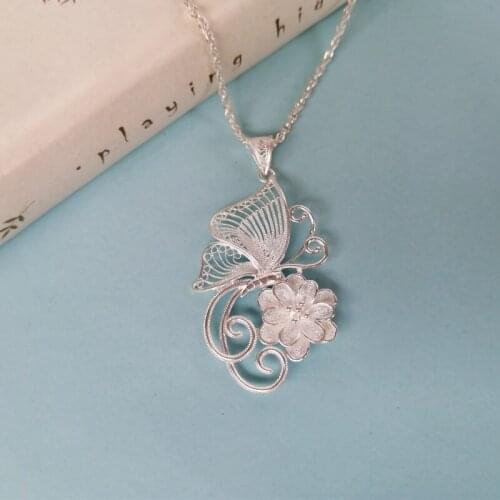 999 Sterling Silver Butterfly Chakra Pendant Women Accessories Pendants Ethnic Handmade Luxury Jewelry Vintage Free Shipping