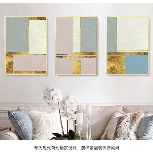 Abstract Scandinavia Gold Foil Canvas Modular Paintings Nordic Posters Prints POP Wall Art for Gallery Living Room Home Decor