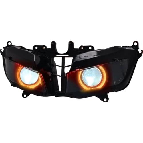 Motorcycle HID Bi-Xenon Projector Conversion Headlight L/H Beam Assembly Red Angel Eyes Head Lamp For Honda CBR600RR 2013-2018