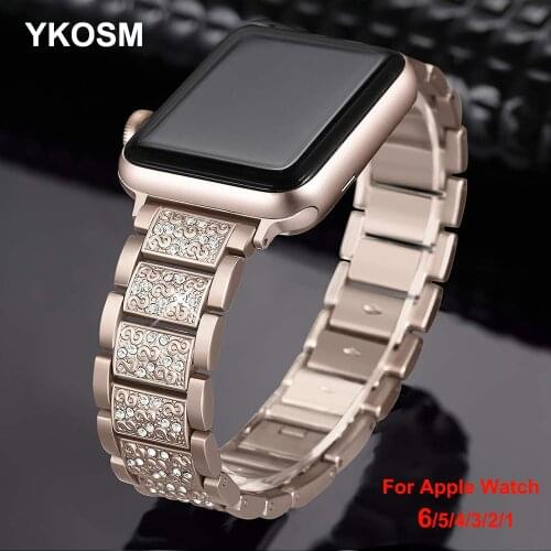 Diamond Stainless Steel Strap For Apple Watch 38/40 42/44 MM Metal Watch Band For Series 6 SE 5 4 3 2 Bling Wrist Watch Bracelet